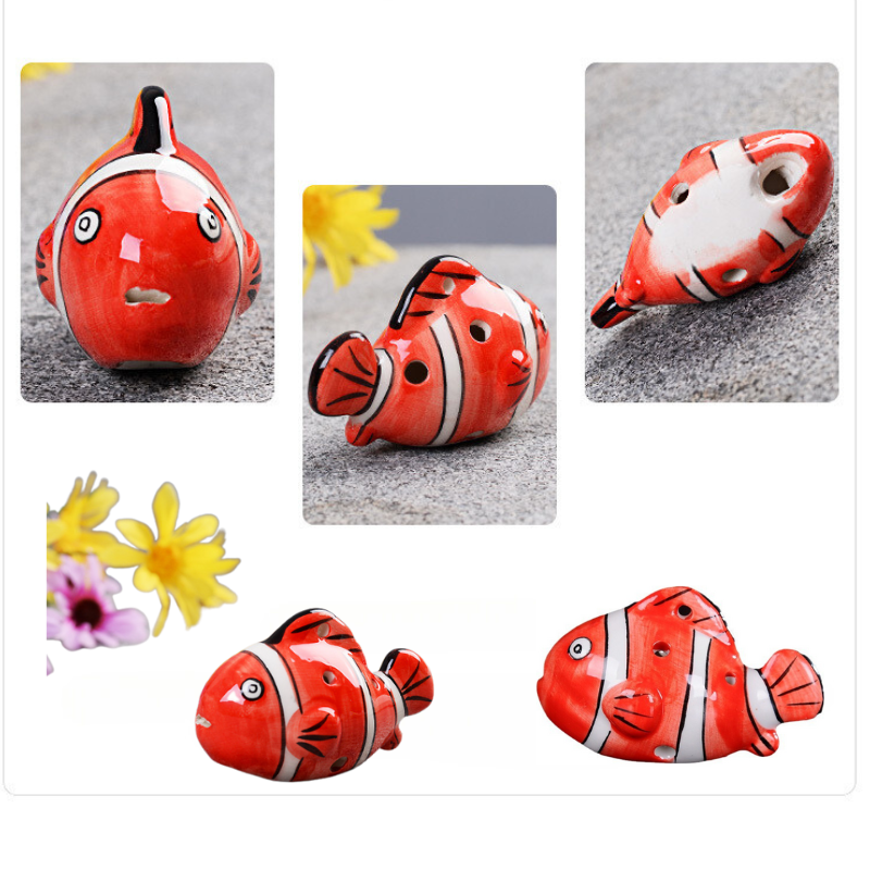 6-Hole Red Ocarina Clownfish Shape