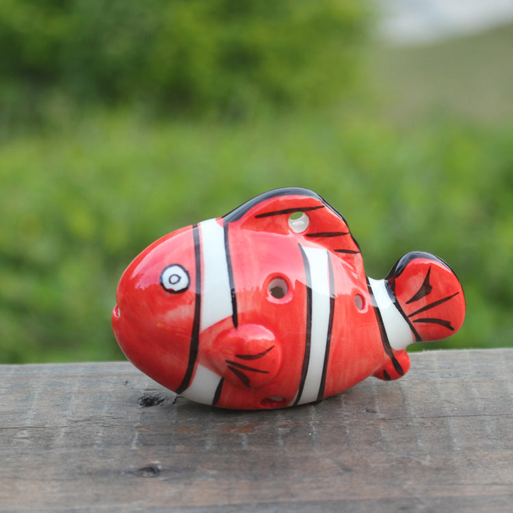 6-Hole Red Ocarina Clownfish Shape