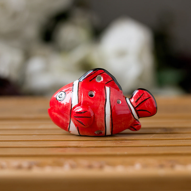 6-Hole Red Ocarina Clownfish Shape