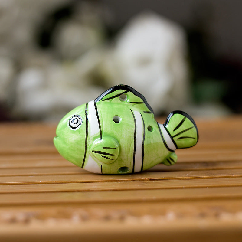 6-Hole Green Ocarina Clownfish Shape