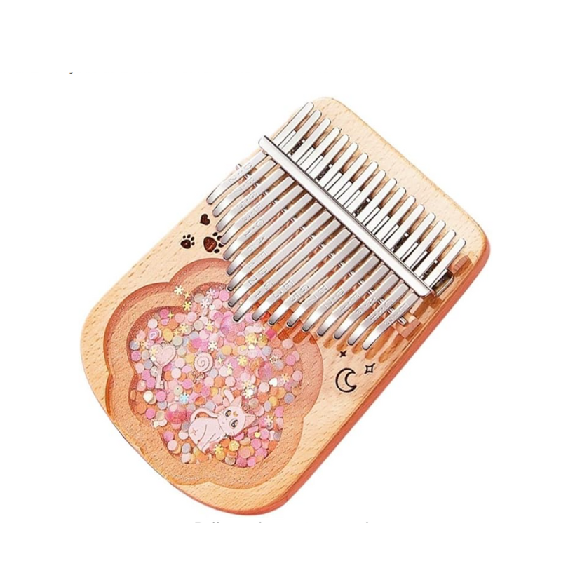 17 Key Kalimba Beech Wood and Resin Transparent Kitty