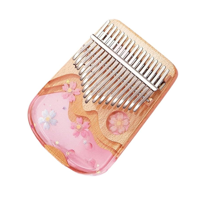 17 Key Kalimba Beech Wood and Resin Transparent Sakura