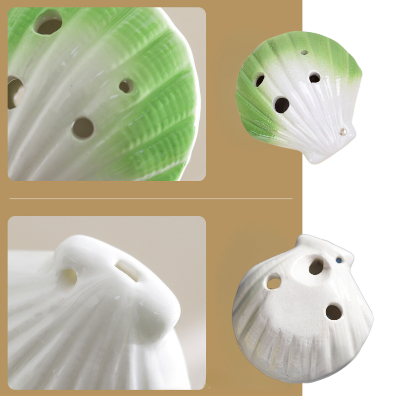 6-Hole Green Ocarina Seashell Shape