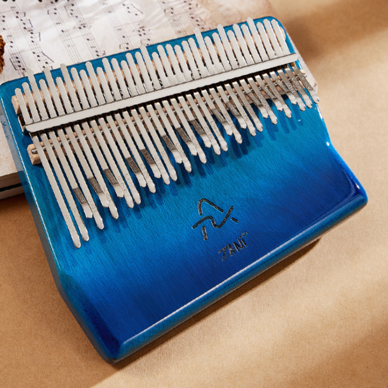 34 Key Kalimba Beech Wood Resin Blue Horizontal