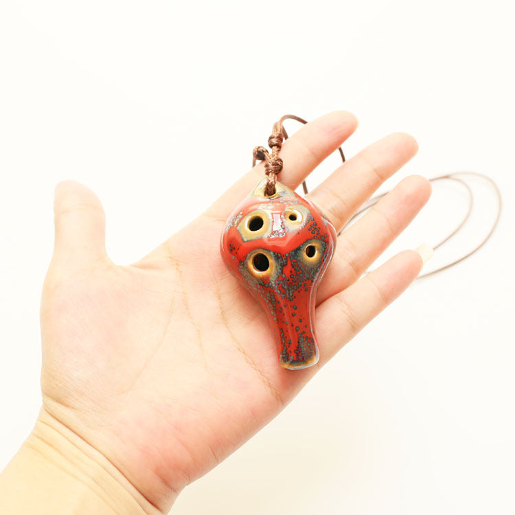 6-Hole Red Ocarina Classic Drop Shape