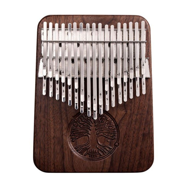 34 B Keys Kalimba Dark Brown Walnut Wood Straight with Tree of Life Engraving