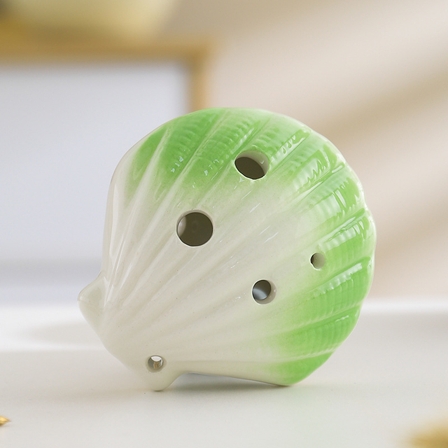 6-Hole Green Ocarina Seashell Shape