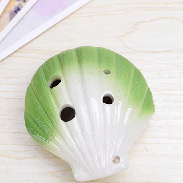 6-Hole Green Ocarina Shell Shape