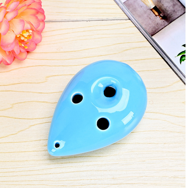 6-Hole Blue Ocarina Teardrop Shape