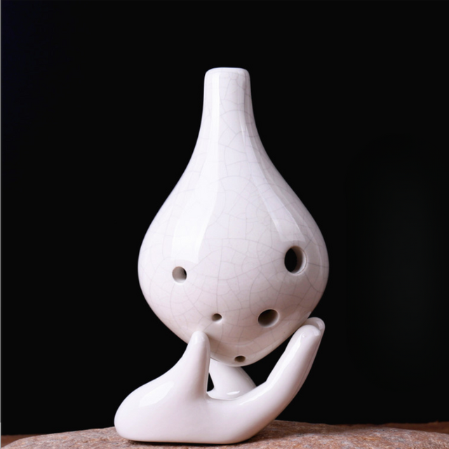 6-Hole White Crack Ocarina Special Drop Shape