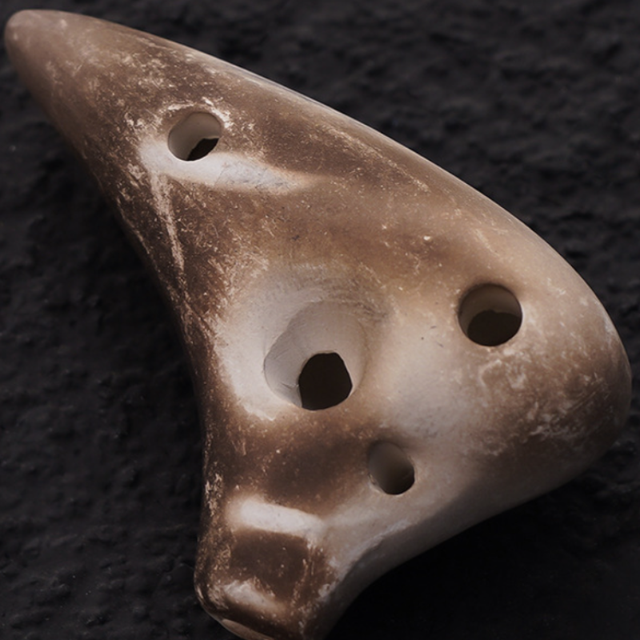 6-Hole Brown Ocarina Shark Tooth Shape