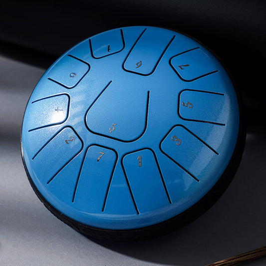 11-Tone 6-Inch D Key Blue Carbon Steel Tongue Drum With Rectangle Pattern