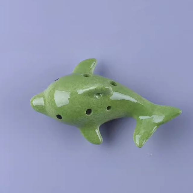 6-Hole Light Green Ocarina Dolphin Shape