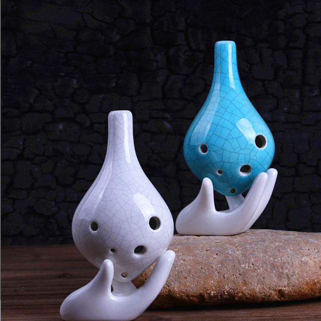 6-Hole White Crack Ocarina Special Drop Shape