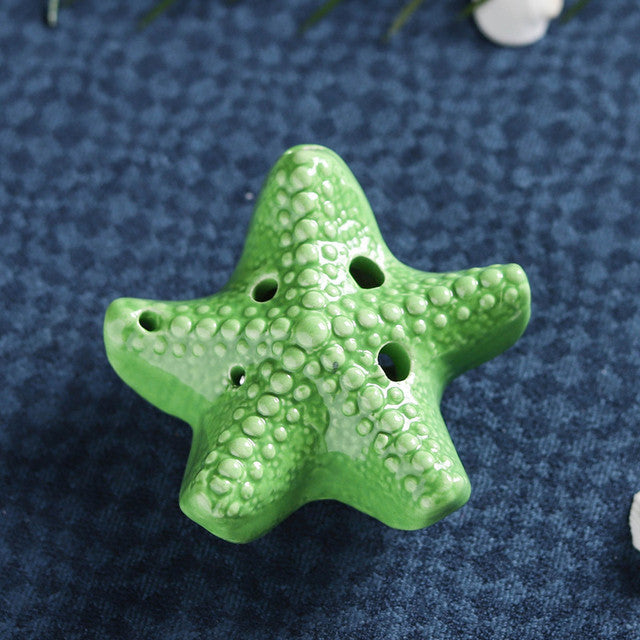 6-Hole Green Ocarina Starfish Shape