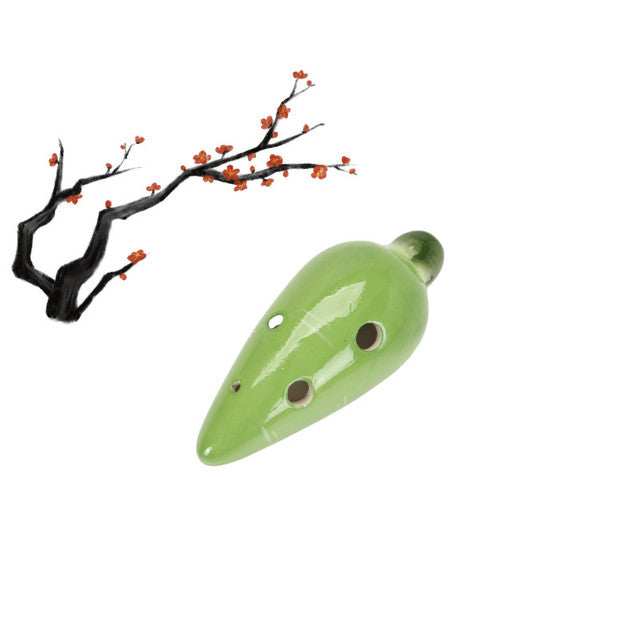 6-Hole Green Ocarina Carrot Shape