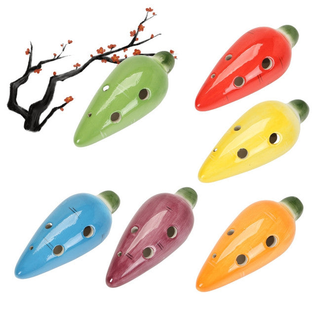 6-Hole Red Ocarina Carrot Shape