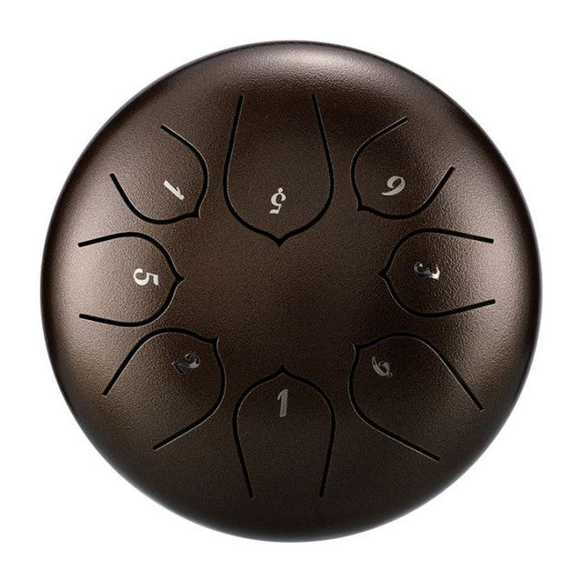 8-Tone 6-Inch C Key Bronze Carbon Steel Tongue Drum With Lotus Petal Pattern