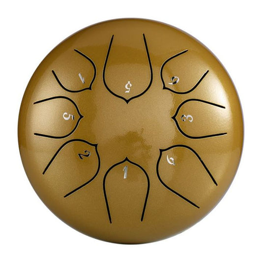 8-Tone 6-Inch C Key Gold Carbon Steel Tongue Drum With Lotus Petal Pattern