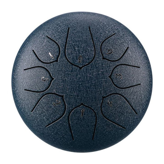 8-Tone 6-Inch C Key Navy Blue Carbon Steel Tongue Drum With Lotus Petal Pattern