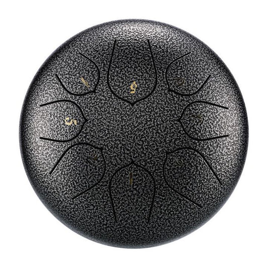 8-Tone 6-Inch C Key Dark Silver Carbon Steel Tongue Drum With Lotus Petal Pattern