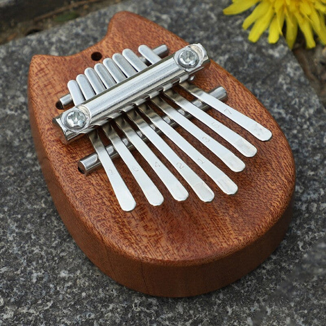 8 Keys Kalimba Brown Mahogany Cat Shape