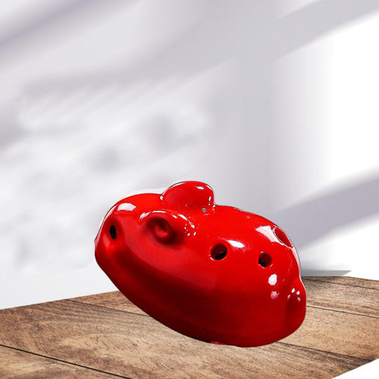 6-Hole Red Ocarina Rabbit Shape