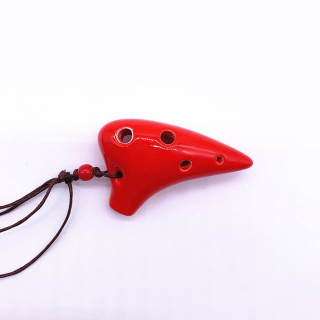 6-Hole Red Ocarina Shark Tooth Shape