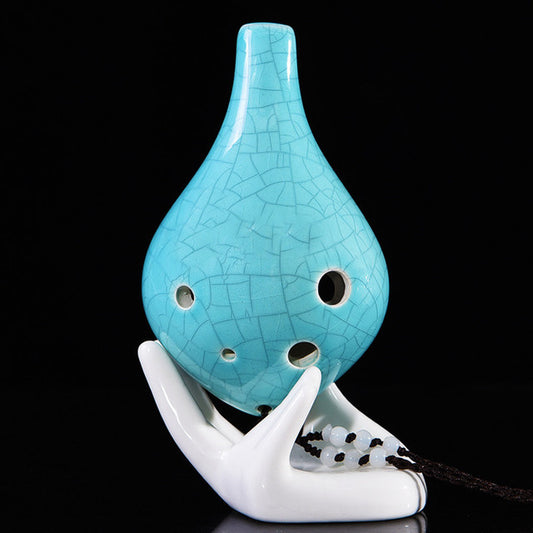 6-Hole Cyan Crack Ocarina Special Drop Shape