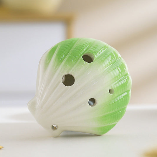 6-Hole Green Ocarina Shell Shape