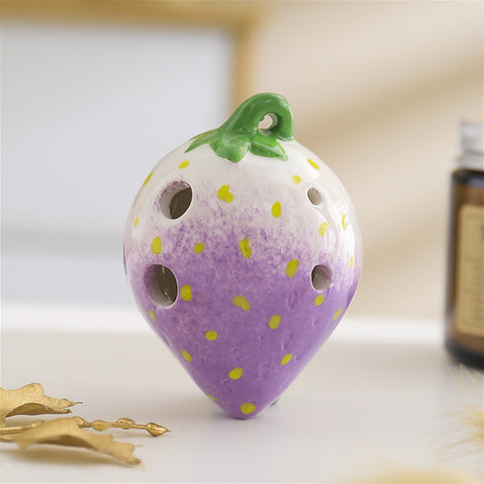 6-Hole Purple White Ocarina Strawberry Shape