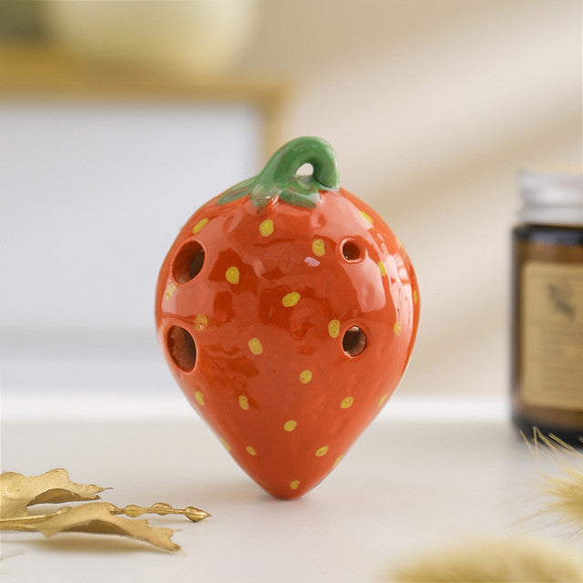 6-Hole Red White Ocarina Strawberry Shape