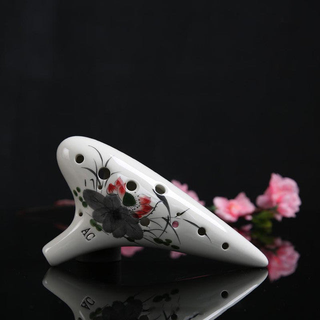 12 Hole Lotus Chinese Ceramic Ocarina