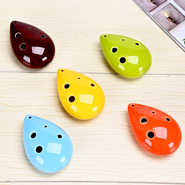 6-Hole Green Ocarina Teardrop Shape