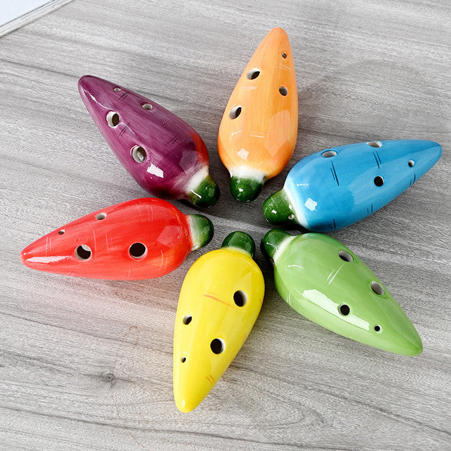 6-Hole Red Ocarina Carrot Shape