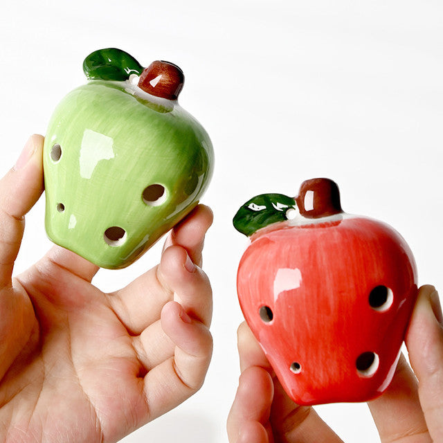 6-Hole Green Ocarina Apple Shape