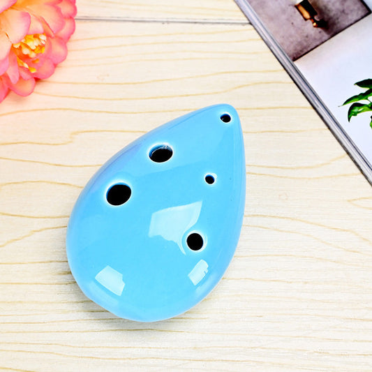 6-Hole Blue Ocarina Teardrop Shape