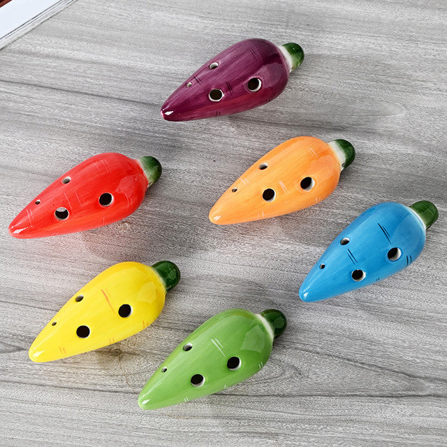 6-Hole Red Ocarina Carrot Shape