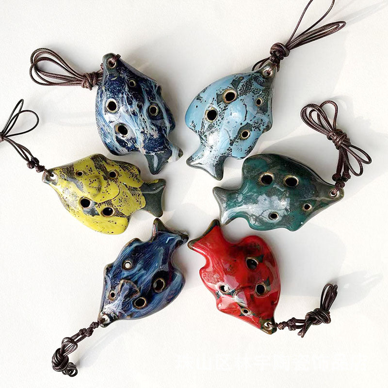 6-Hole Sky Blue Ocarina Little Fish Shape