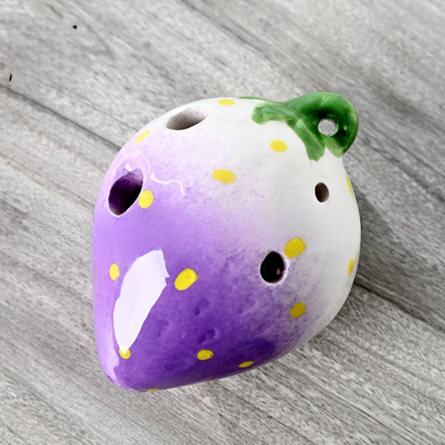 6-Hole Purple White Ocarina Strawberry Shape