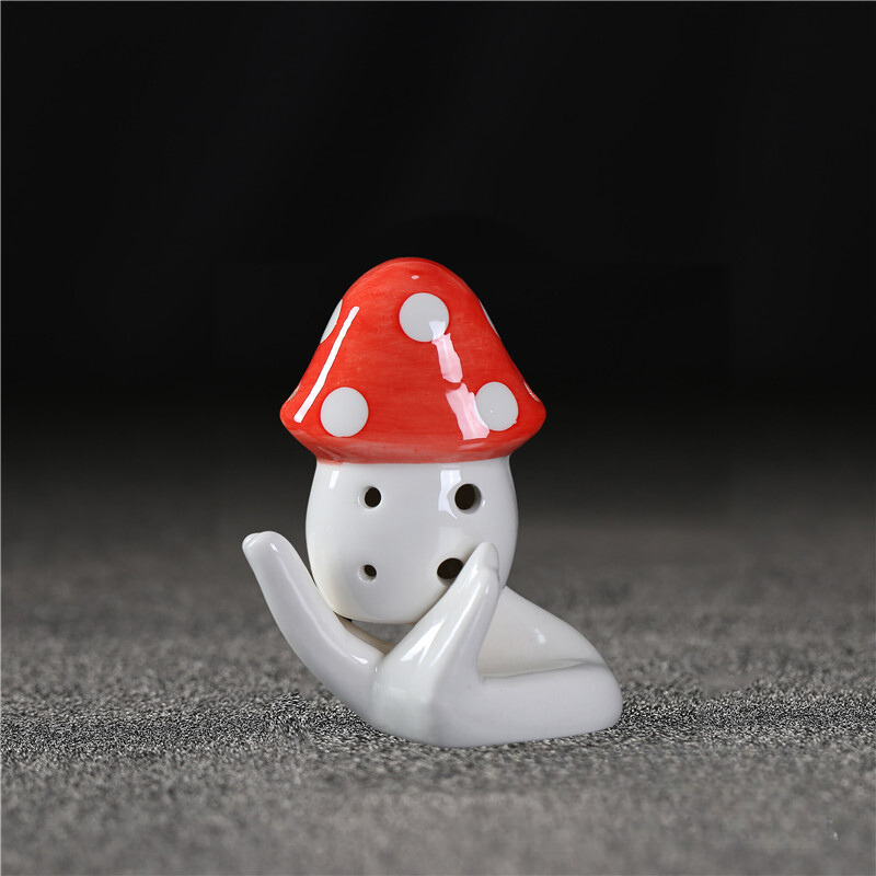 6-Hole Red Ocarina Mushroom Shape