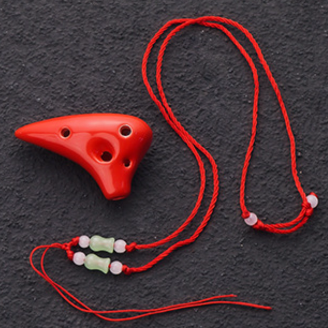 6-Hole Red Ocarina Shark Tooth Shape