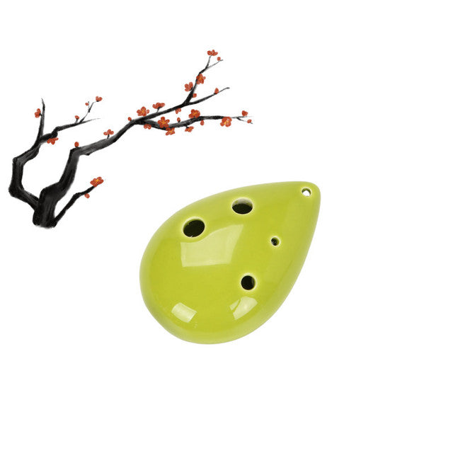 6-Hole Green Ocarina Teardrop Shape