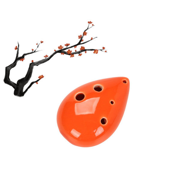 6-Hole  Red Ocarina Teardrop Shape