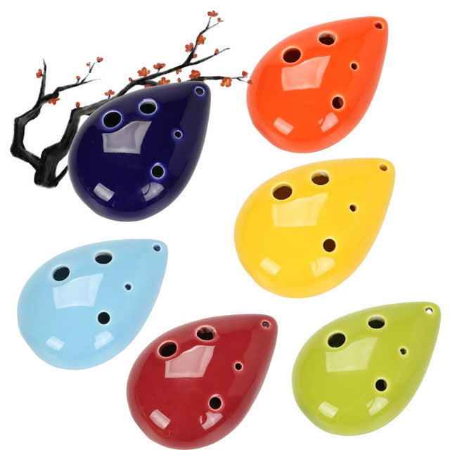 6-Hole  Red Ocarina Teardrop Shape