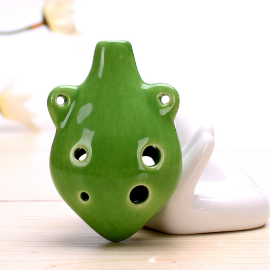 6-Hole Green Ocarina Dual-Ear Shape