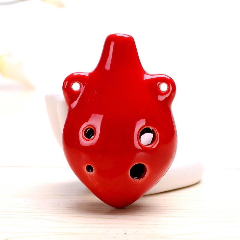 6-Hole Wine Red Ocarina Dual-Ear Shape