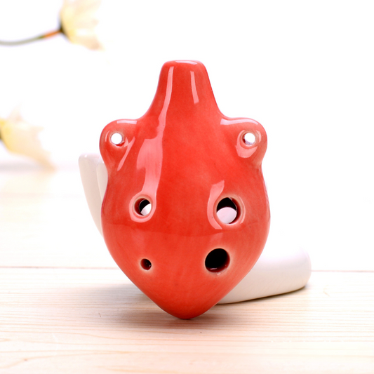 6-Hole Red Ocarina Dual-Ear Shape