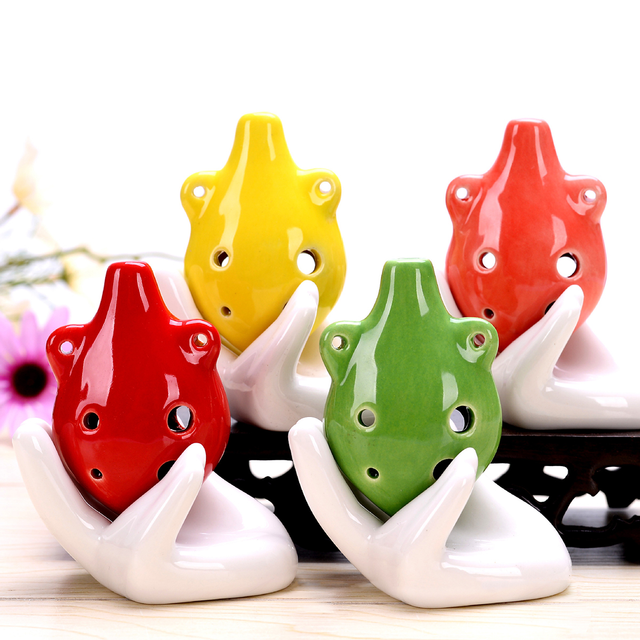 6-Hole Wine Red Ocarina Dual-Ear Shape