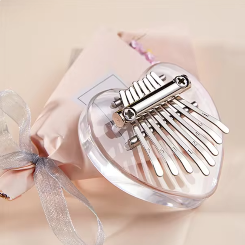 8 Keys Kalimba transparent Acrylic Heart Shape